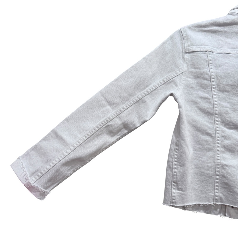 NWT L'Agence Janelle Cropped Slim-Fit Jean Jacket Casual Denim Blanc White Sz S - Picture 14 of 16